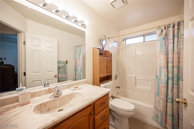 4616 E Idaho Ave, Las Vegas, NV 89104 - bathroom featuring vanity, shower / bath combo with shower curtain, and tile patterned flooring