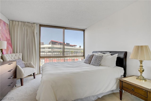 205 E Harmon Ave Unit 306, Las Vegas, NV 89169 - bedroom with light carpet, access to outside, and a textured ceiling
