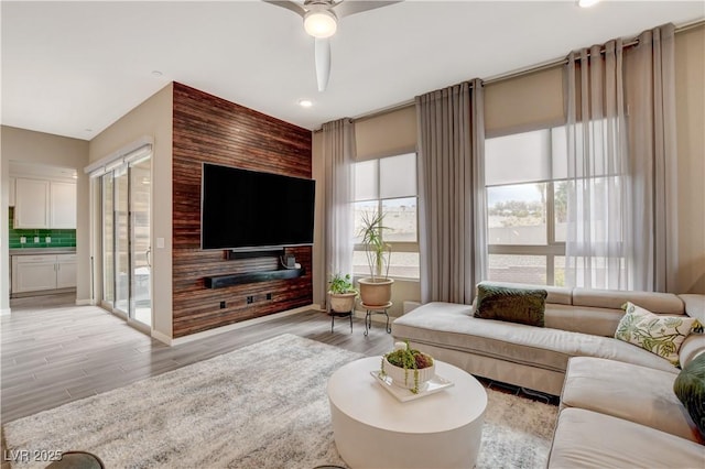 4336 Guava Ct Unit 0, Las Vegas, NV 89135 - living room with a ceiling fan, light wood-style flooring, and recessed lighting