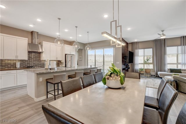 4336 Guava Ct Unit 0, Las Vegas, NV 89135 - dining space featuring a ceiling fan, light wood finished floors, and recessed lighting