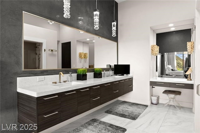 387 Solitude Peak Ln, Henderson, NV 89012 - bathroom featuring marble finish flooring and double vanity