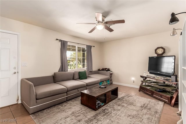 4168 Wendy Ln, Las Vegas, NV 89115 - living room with light tile patterned flooring and a ceiling fan
