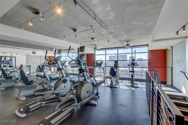 353 E Bonneville Ave Unit 449, Las Vegas, NV 89101 - gym featuring floor to ceiling windows and track lighting