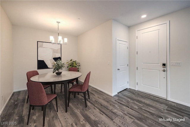 545 Thea St Unit 1315, Henderson, NV 89052 - dining space with a chandelier, dark wood-style flooring, and recessed lighting
