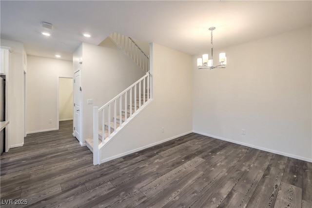545 Thea St Unit 1315, Henderson, NV 89052 - interior space with stairs, dark wood-type flooring, a chandelier, and recessed lighting
