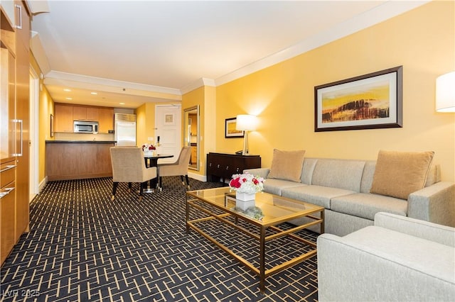 2000 Fashion Show Dr Unit 5022, Las Vegas, NV 89109 - living room featuring crown molding and recessed lighting