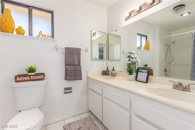 5905 Paseo Montana, Las Vegas, NV 89108 - full bathroom featuring curtained shower, tile patterned flooring, and double vanity