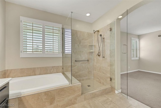 2262 Alanhurst Dr, Henderson, NV 89052 - full bath featuring a stall shower, a bath, healthy amount of natural light, and vanity