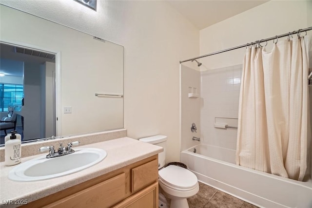 9050 Warm Springs Rd Unit 2050, Las Vegas, NV 89148 - bathroom featuring shower / bath combination with curtain, vanity, and tile patterned floors
