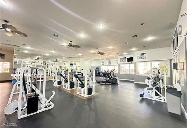 9050 Warm Springs Rd Unit 2050, Las Vegas, NV 89148 - workout area with a ceiling fan and recessed lighting