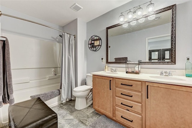 2370 Via Firenze, Henderson, NV 89044 - full bathroom featuring double vanity and shower / bath combination with curtain