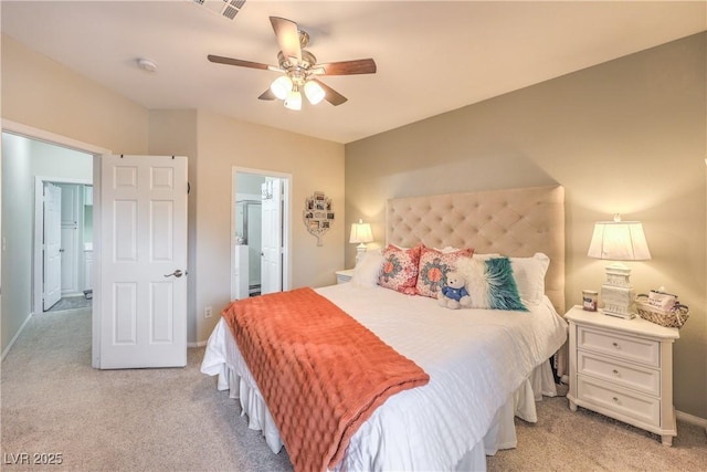 2050 W Warm Springs Rd Unit 1923, Henderson, NV 89014 - bedroom featuring light colored carpet, ceiling fan, and ensuite bath