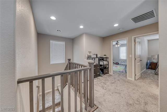 6335 Pacific Sky St, North Las Vegas, NV 89081 - hall featuring an upstairs landing, carpet flooring, and recessed lighting