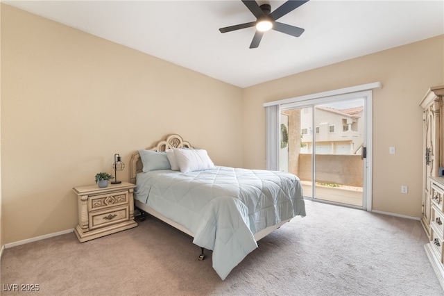 7450 S Eastern Ave Unit 1058, Las Vegas, NV 89123 - bedroom featuring access to outside, light carpet, and ceiling fan