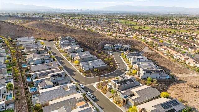 2004 Peaceful Mesa Ct, Henderson, NV 89052 - aerial overview of property's location featuring a mountainous background and nearby suburban area