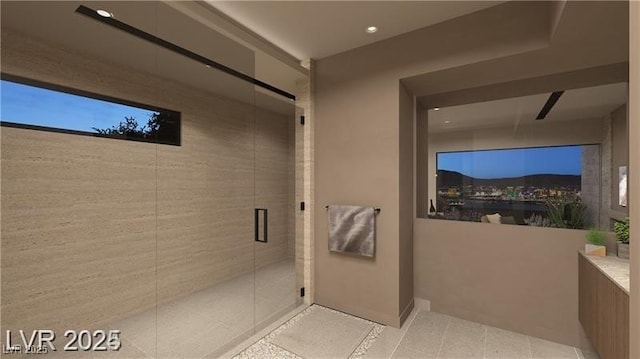 611 Grand Rim Dr, Henderson, NV 89012 - full bath with a shower stall and recessed lighting