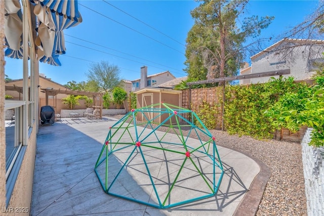 3525 Dover Bay St, Las Vegas, NV 89129 - view of community with a shed and a fenced backyard