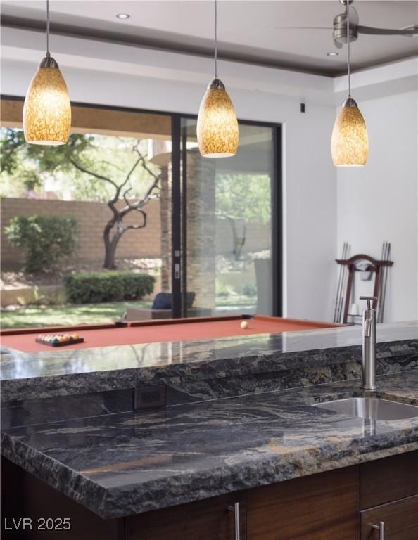 17 Soaring Bird Ct, Las Vegas, NV 89135 - bar area featuring hanging light fixtures