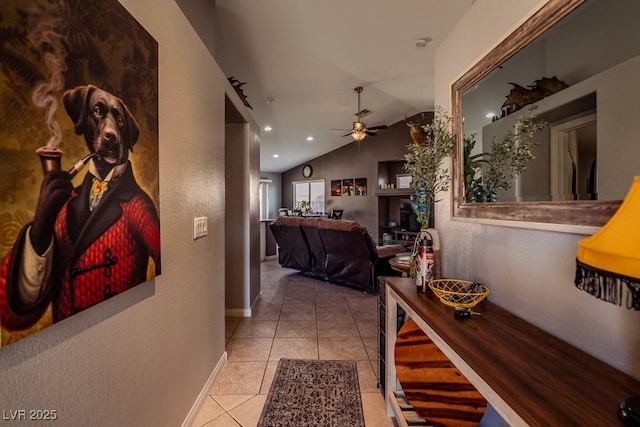 5028 Crying Heart St, North Las Vegas, NV 89031 - hall with tile patterned flooring and lofted ceiling