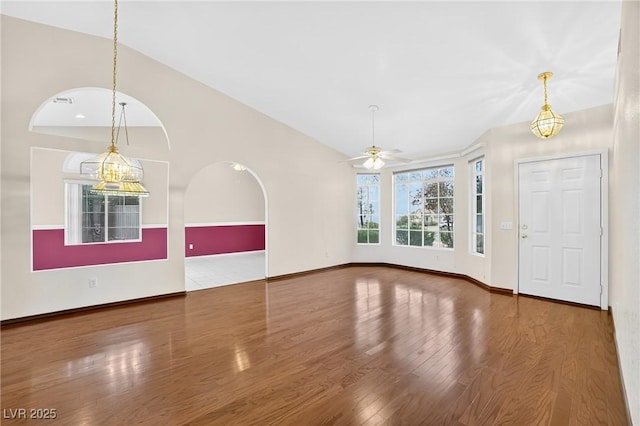 114 Tamarack Dr, Henderson, NV 89002 - foyer featuring wood finished floors and a ceiling fan