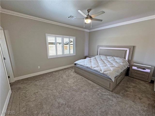 210 Magnolia Blvd, Pahrump, NV 89048 - carpeted bedroom featuring crown molding and a ceiling fan