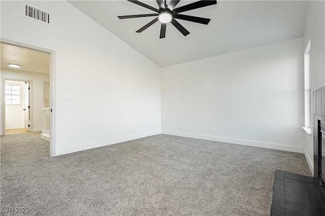 2107 Fountain Springs Dr, Henderson, NV 89074 - carpeted spare room featuring ceiling fan and high vaulted ceiling