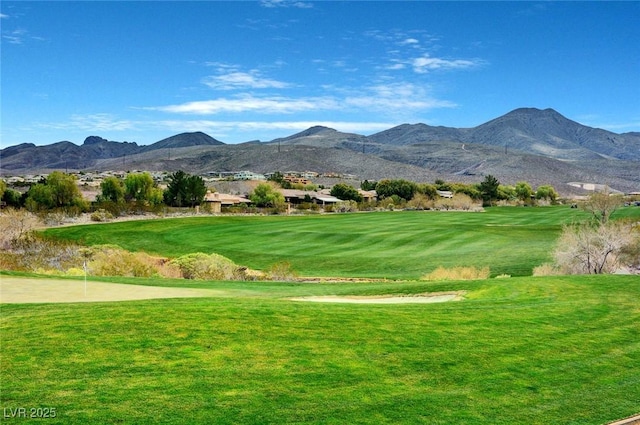 33 Hassayampa Trl, Henderson, NV 89052 - view of community featuring a mountain view, a lawn, and golf course view