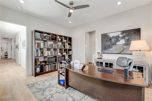 33 Hassayampa Trl, Henderson, NV 89052 - home office with ceiling fan, wood finished floors, and recessed lighting