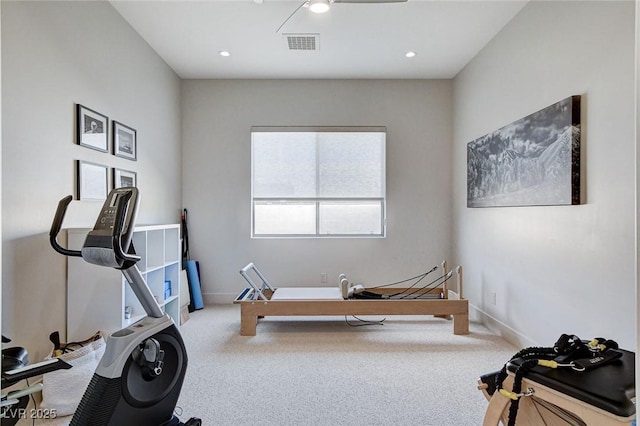 33 Hassayampa Trl, Henderson, NV 89052 - exercise area featuring carpet flooring, recessed lighting, and a ceiling fan