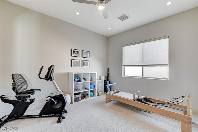 33 Hassayampa Trl, Henderson, NV 89052 - exercise room with carpet flooring, ceiling fan, and recessed lighting