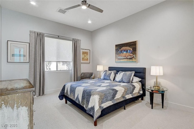 33 Hassayampa Trl, Henderson, NV 89052 - bedroom with light carpet, a ceiling fan, and recessed lighting