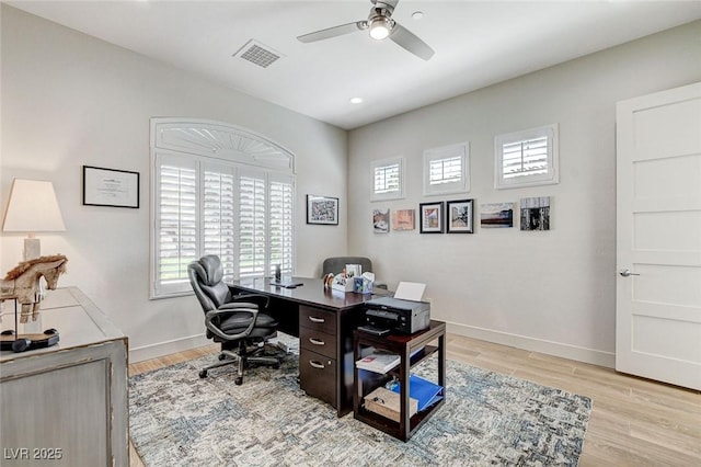33 Hassayampa Trl, Henderson, NV 89052 - office area featuring ceiling fan, light wood-type flooring, and recessed lighting