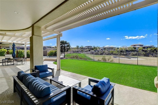 33 Hassayampa Trl, Henderson, NV 89052 - view of patio / terrace featuring an outdoor living space and a pergola