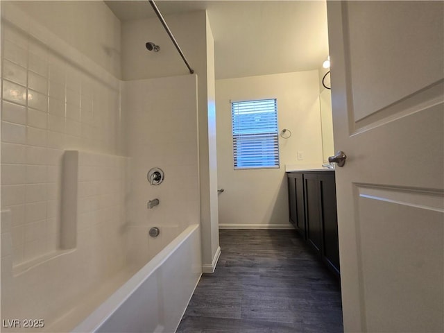 5817 Bonita Rose St, Las Vegas, NV 89113 - full bathroom featuring wood finished floors, shower / washtub combination, and vanity