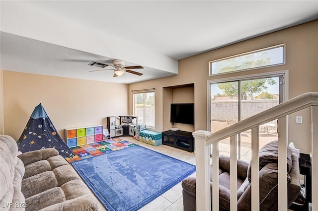 7813 Falconwing Ave, Las Vegas, NV 89131 - living room with tile patterned floors and ceiling fan