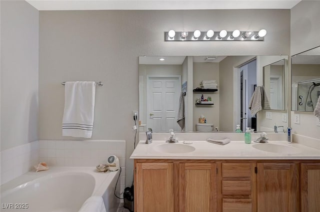 2925 Wigwam Pkwy Unit 123, Henderson, NV 89074 - bathroom with a bath, double vanity, and a shower stall