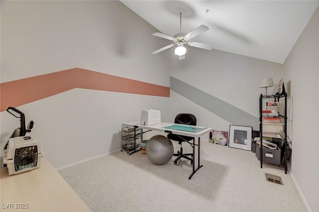 2925 Wigwam Pkwy Unit 123, Henderson, NV 89074 - office area with lofted ceiling, ceiling fan, and carpet