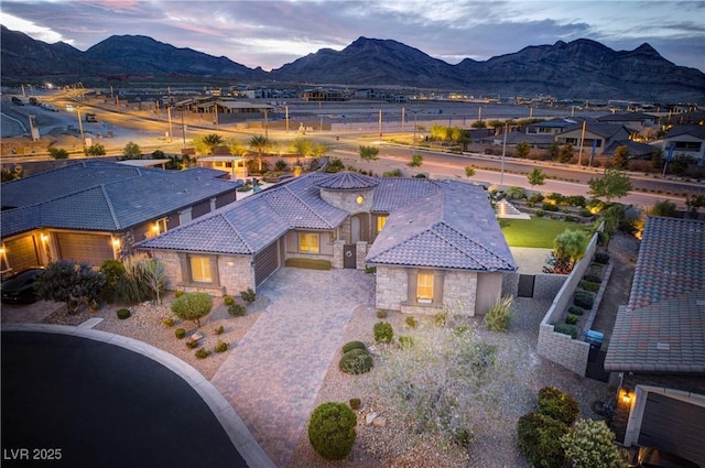 12168 Dorada Coast Ave, Las Vegas, NV 89138 - aerial view at dusk of a mountain view