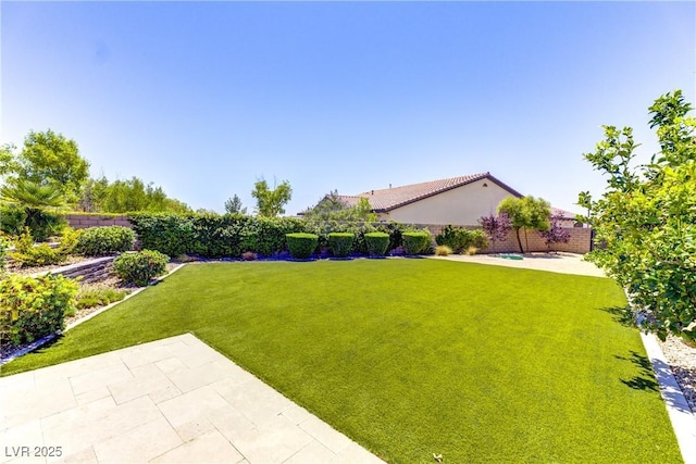 12168 Dorada Coast Ave, Las Vegas, NV 89138 - fenced backyard with a patio area