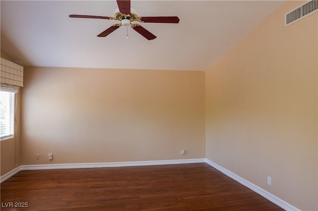 2208 Fiero Dr, Las Vegas, NV 89134 - spare room featuring ceiling fan, dark wood-type flooring, and lofted ceiling