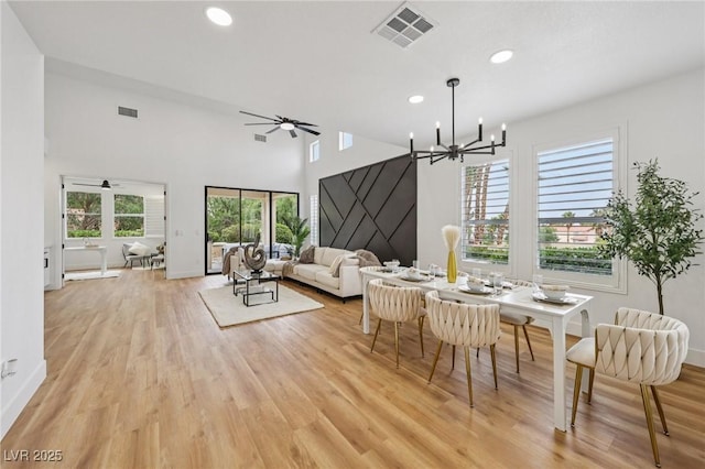 9900 Summer Ash Ct Unit 103, Las Vegas, NV 89134 - dining space with ceiling fan, light wood-type flooring, recessed lighting, and a chandelier