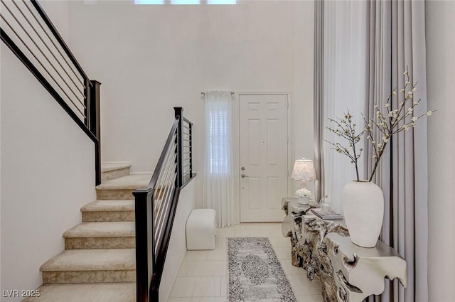 2940 Duverney Ave, Henderson, NV 89044 - tiled foyer featuring stairs and a towering ceiling