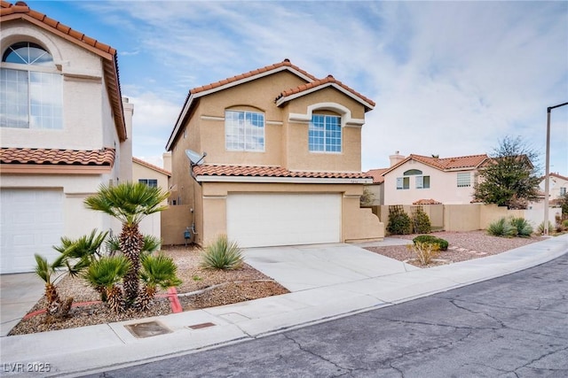 7816 Calico Flower Ave, Las Vegas, NV 89128 - mediterranean / spanish home with a garage, stucco siding, a tile roof, and driveway