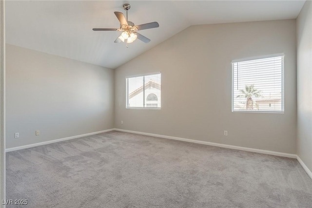7816 Calico Flower Ave, Las Vegas, NV 89128 - empty room with ceiling fan, vaulted ceiling, and carpet