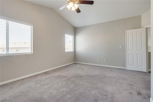 7816 Calico Flower Ave, Las Vegas, NV 89128 - carpeted empty room with a ceiling fan and vaulted ceiling