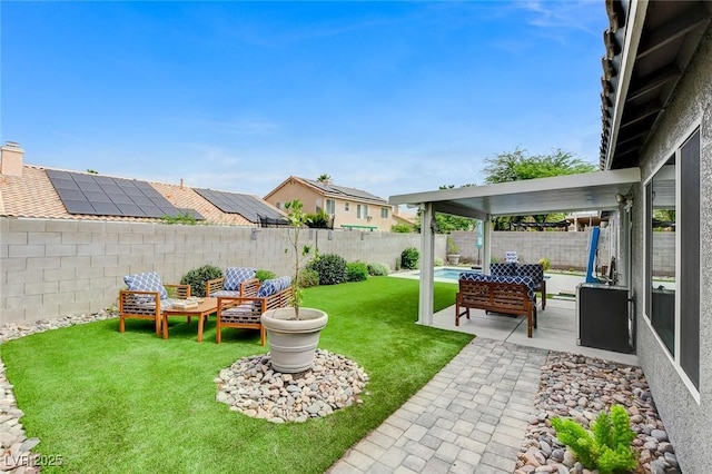 8926 Termoli St, Las Vegas, NV 89123 - fenced backyard with a patio area
