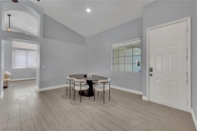 5509 Rose Thicket St, Las Vegas, NV 89130 - dining room with lofted ceiling and light wood-style floors