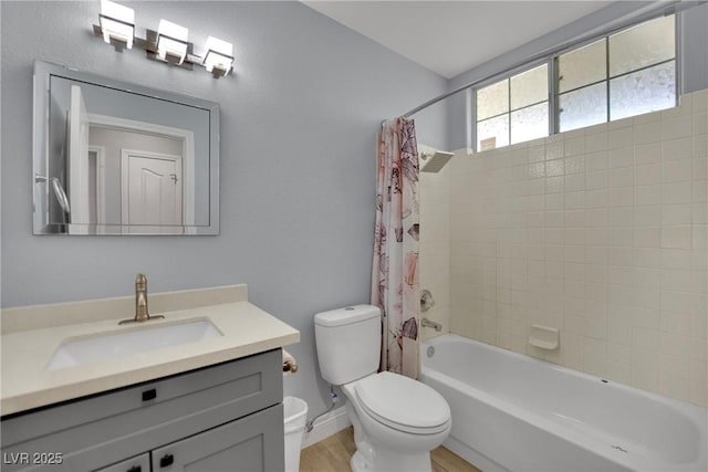 5509 Rose Thicket St, Las Vegas, NV 89130 - full bathroom with vanity, shower / bath combination with curtain, and wood finished floors