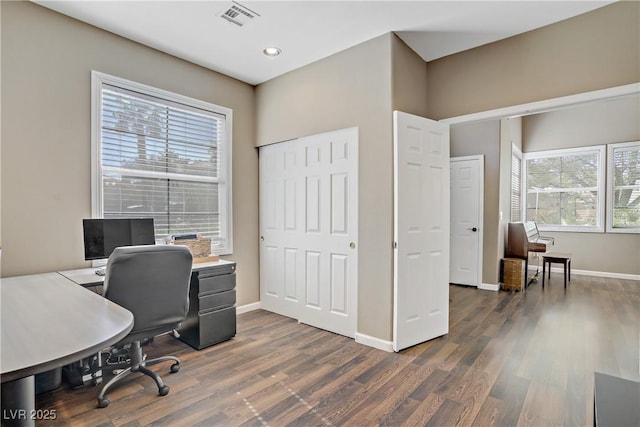 3420 Lockport St, Las Vegas, NV 89129 - office area with dark wood-style flooring and recessed lighting