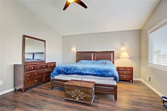 3420 Lockport St, Las Vegas, NV 89129 - bedroom with lofted ceiling, wood finished floors, and ceiling fan